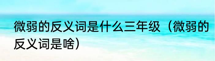 微弱的反义词是什么三年级（微弱的反义词是啥）