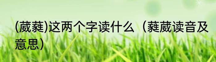 (葳蕤)这两个字读什么（蕤葳读音及意思）