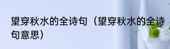 望穿秋水的全诗句（望穿秋水的全诗句意思）