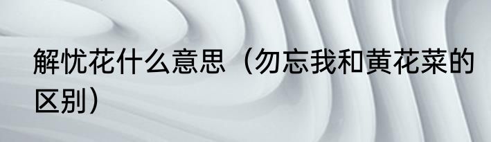 解忧花什么意思（勿忘我和黄花菜的区别）
