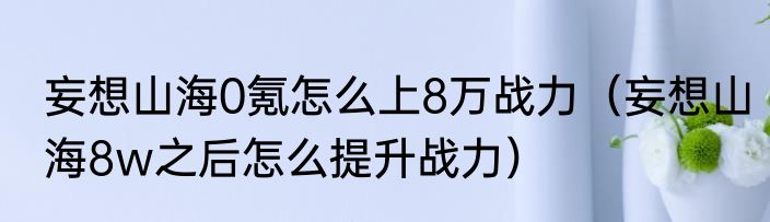 妄想山海0氪怎么上8万战力（妄想山海8w之后怎么提升战力）