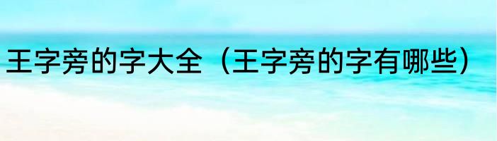 王字旁的字大全（王字旁的字有哪些）