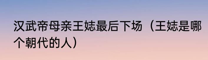 汉武帝母亲王娡最后下场（王娡是哪个朝代的人）