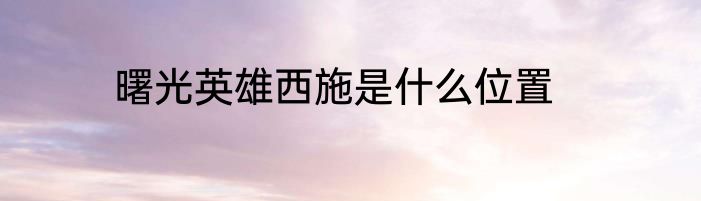 曙光英雄西施是什么位置