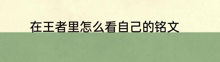 在王者里怎么看自己的铭文