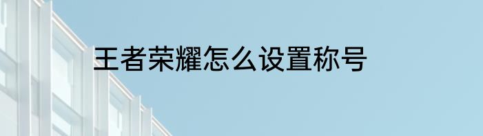 王者荣耀怎么设置称号