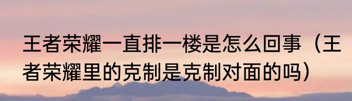王者荣耀一直排一楼是怎么回事（王者荣耀里的克制是克制对面的吗）
