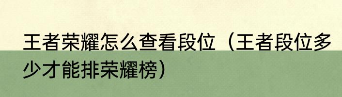 王者荣耀怎么查看段位（王者段位多少才能排荣耀榜）
