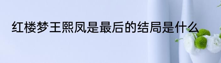 红楼梦王熙凤是最后的结局是什么