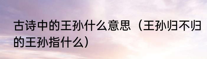 古诗中的王孙什么意思（王孙归不归的王孙指什么）