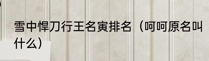 雪中悍刀行王名寅排名（呵呵原名叫什么）