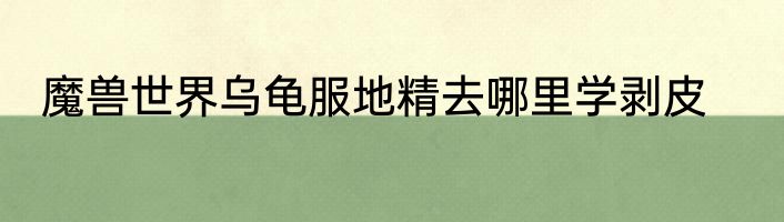魔兽世界乌龟服地精去哪里学剥皮
