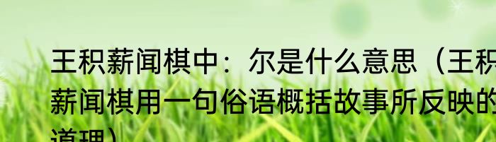 王积薪闻棋中：尔是什么意思（王积薪闻棋用一句俗语概括故事所反映的道理）