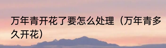 万年青开花了要怎么处理（万年青多久开花）