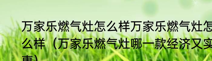万家乐燃气灶怎么样万家乐燃气灶怎么样（万家乐燃气灶哪一款经济又实惠）