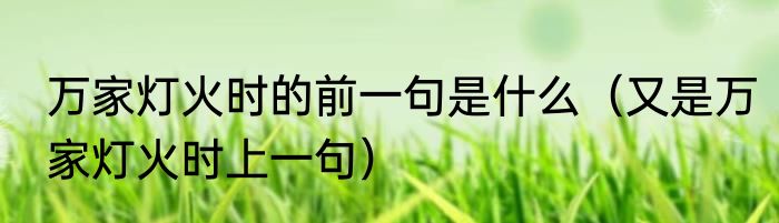 万家灯火时的前一句是什么（又是万家灯火时上一句）