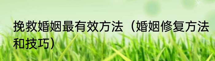 挽救婚姻最有效方法（婚姻修复方法和技巧）