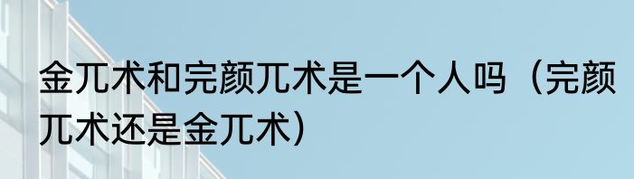 金兀术和完颜兀术是一个人吗（完颜兀术还是金兀术）