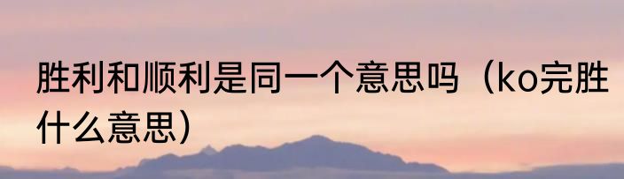 胜利和顺利是同一个意思吗（ko完胜什么意思）