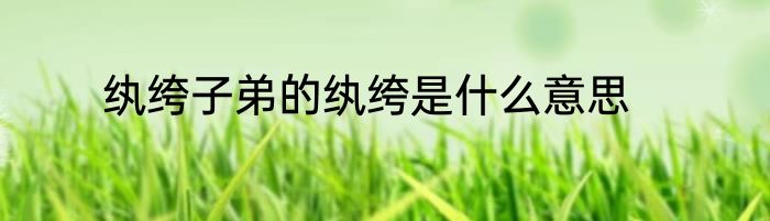 纨绔子弟的纨绔是什么意思