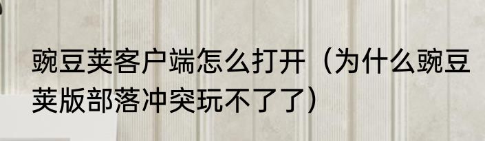 豌豆荚客户端怎么打开（为什么豌豆荚版部落冲突玩不了了）