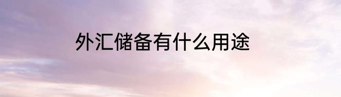 外汇储备有什么用途