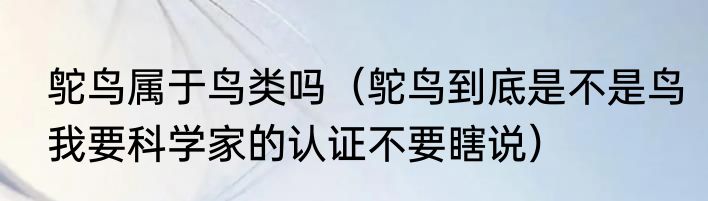 鸵鸟属于鸟类吗（鸵鸟到底是不是鸟我要科学家的认证不要瞎说）