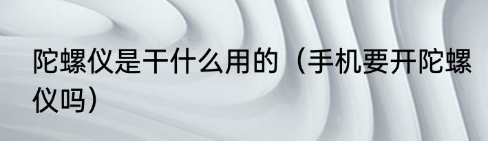 陀螺仪是干什么用的（手机要开陀螺仪吗）