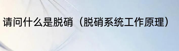 请问什么是脱硝（脱硝系统工作原理）