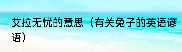 艾拉无忧的意思（有关兔子的英语谚语）