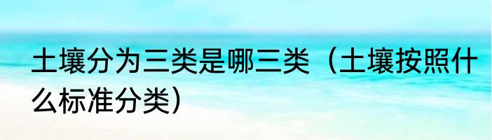 土壤分为三类是哪三类（土壤按照什么标准分类）