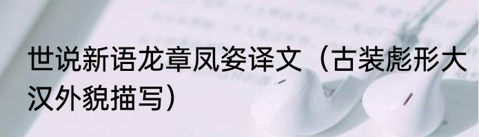 世说新语龙章凤姿译文（古装彪形大汉外貌描写）