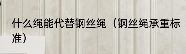 什么绳能代替钢丝绳（钢丝绳承重标准）
