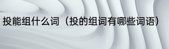 投能组什么词（投的组词有哪些词语）