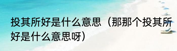 投其所好是什么意思（那那个投其所好是什么意思呀）