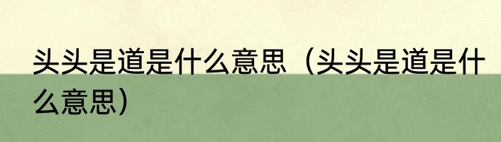 头头是道是什么意思（头头是道是什么意思）