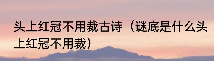 头上红冠不用裁古诗（谜底是什么头上红冠不用裁）