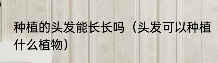 种植的头发能长长吗（头发可以种植什么植物）