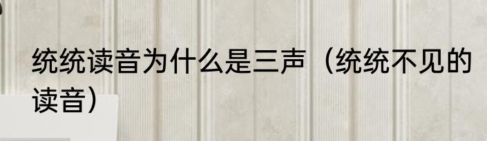统统读音为什么是三声（统统不见的读音）