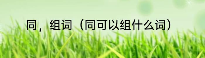同，组词（同可以组什么词）