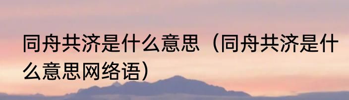 同舟共济是什么意思（同舟共济是什么意思网络语）
