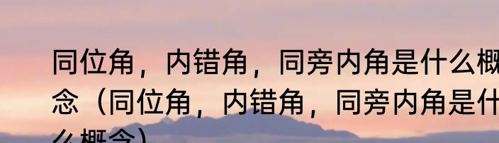 同位角，内错角，同旁内角是什么概念（同位角，内错角，同旁内角是什么概念）