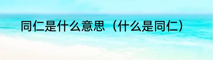 同仁是什么意思（什么是同仁）