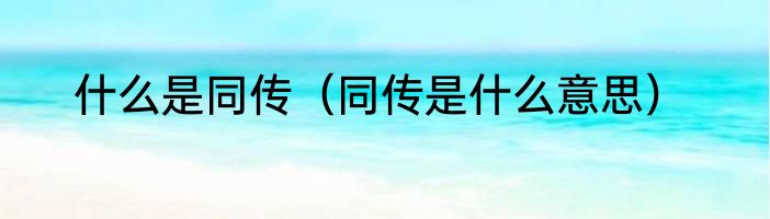 什么是同传（同传是什么意思）