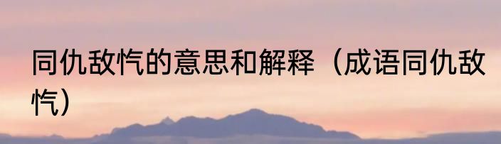 同仇敌忾的意思和解释（成语同仇敌忾）