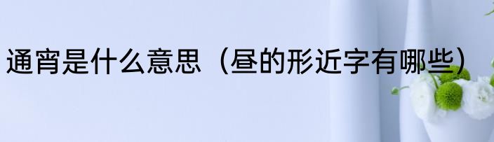 通宵是什么意思（昼的形近字有哪些）