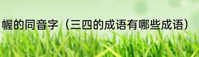 幄的同音字（三四的成语有哪些成语）