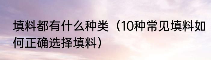 填料都有什么种类（10种常见填料如何正确选择填料）