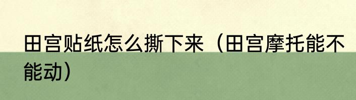 田宫贴纸怎么撕下来（田宫摩托能不能动）
