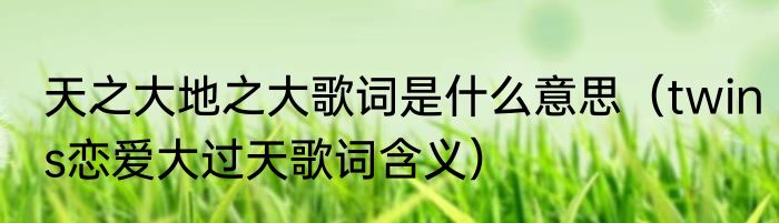 天之大地之大歌词是什么意思（twins恋爱大过天歌词含义）
